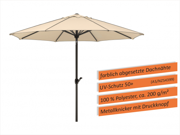 Schneider Alu/Stahl Kurbelschirm Adria 300cm Knicker Stock 48mm PES natur